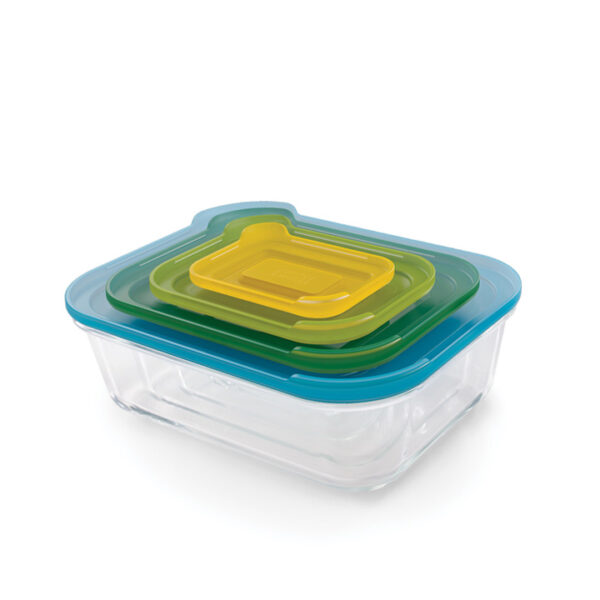 Essential Nest Glass Food Storage Set 4 Piece Multicolour