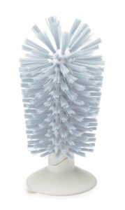 In-sink glass cleaning brush with suction cup in grey blue by Joseph Joseph