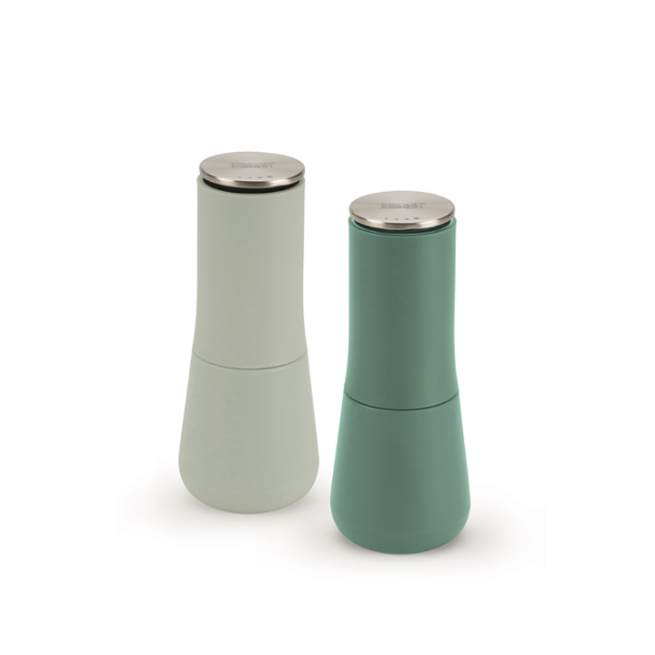 20182 B Brilliant Milltop Non Spill Salt and Pepper Mill Set - Sage