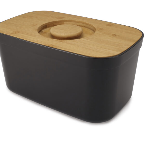 Efficient Black Bread Bin with Bamboo Lid – Slice Clean