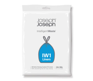 Custom fit trash bags for kitchen bins ? 24?36L black liners from Joseph Joseph, pack of 20