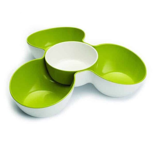 Triple Dish White/Green