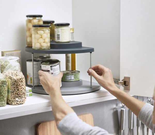 CupboardStore 2-tier Rotating Organiser - Grey