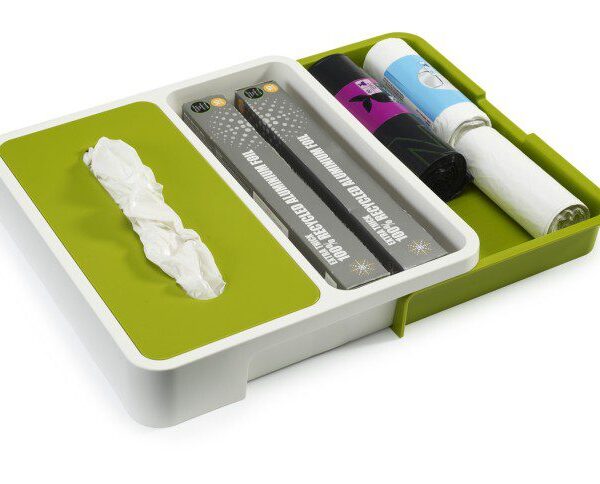 DrawerStore - Organiser with bag dispenser - White/Green