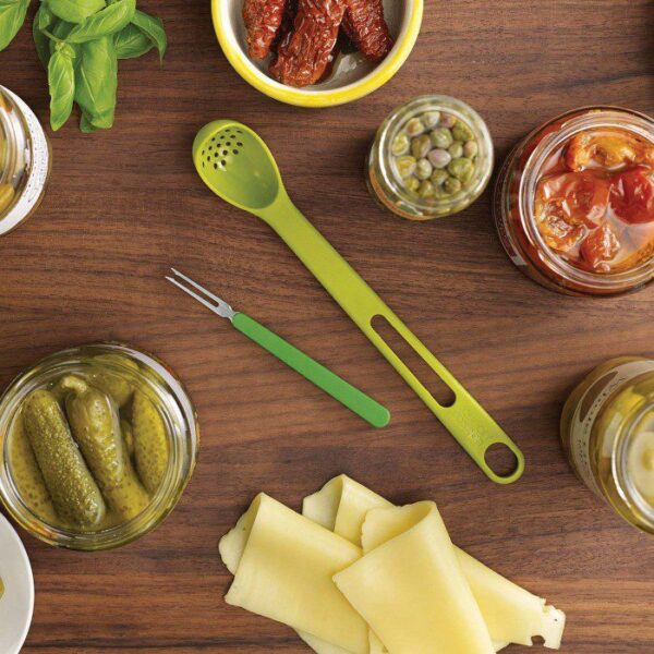 Ultimate Olive Jar Spoon and Fork Set - 2-in-1 Tool for Mess-Free Serving