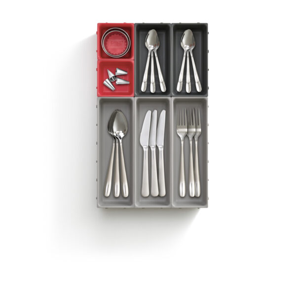 Joseph Joseph Duo 7pc Drawer Organiser Set (Grey/Red)