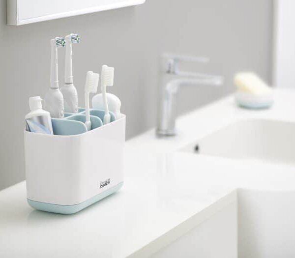 Easy-Store Toothbrush Caddy Large (White/Blue)