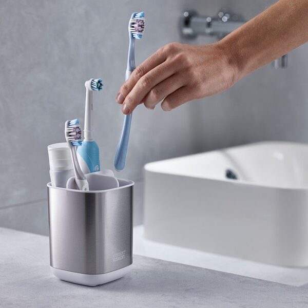 EasyStore Steel Toothbrush Caddy - White