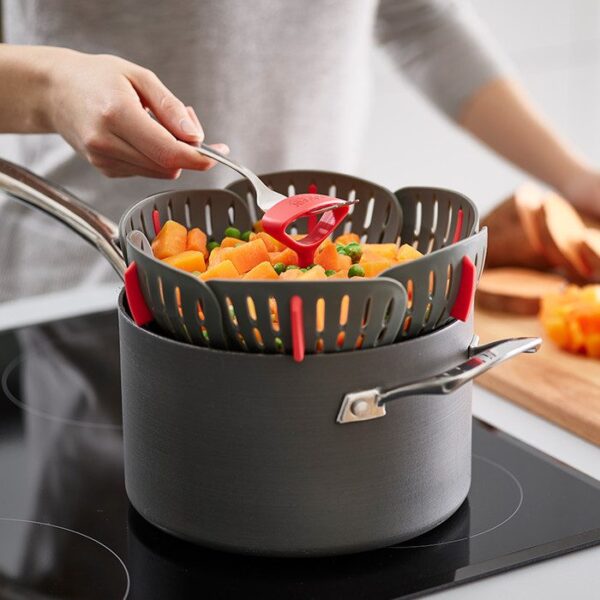 Folding Steamer Basket - Compact,                    BPA-Free & Non-Stick Safe