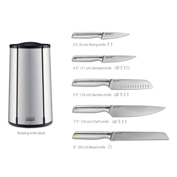 Joseph Joseph Elevate Steel Knives Carousel 5-pc Set
