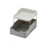 Efficient Duo 2-Tier Cupboard Organiser with Drawer – Grey