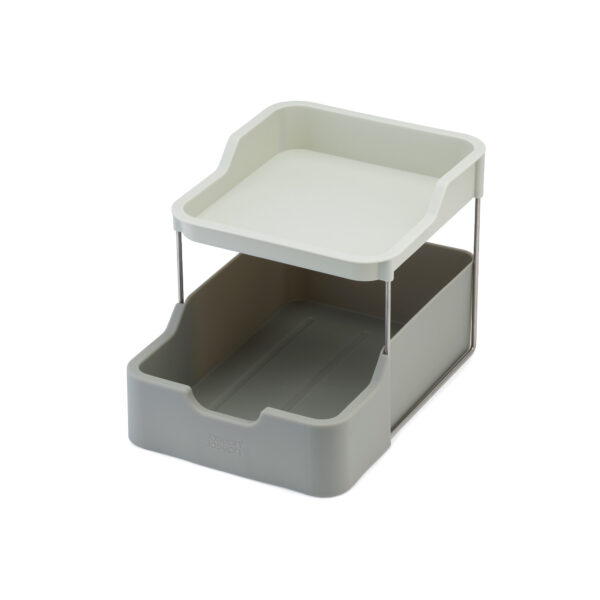 Efficient Duo 2-Tier Cupboard Organiser with Drawer – Grey