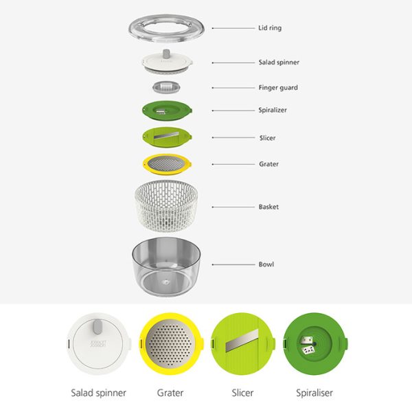 Joseph Joseph Multi-Prep 4-Piece Salad Preparation Set - Multicolour