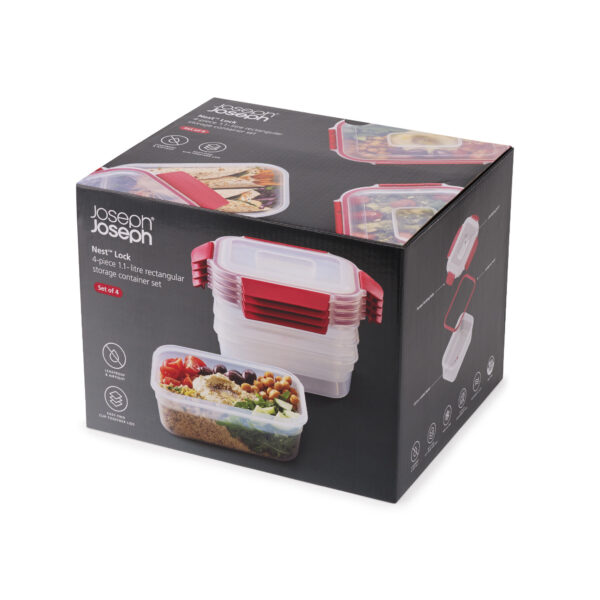 Nest Lock 4 Piece Red 1.1L Food Container Set