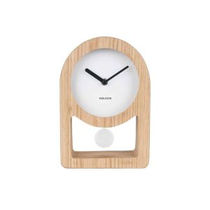 Karlsson Table Clock Lena Pendulum Wood Veneer White