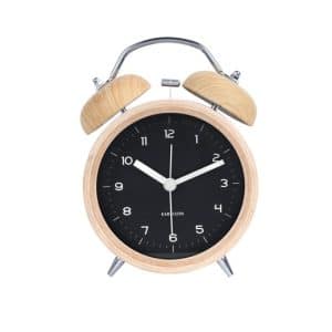 Karlsson Alarm Clock Classic Bell Wood W. Black Dial