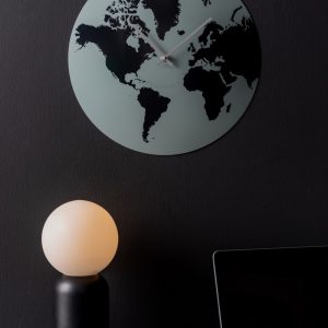 Karlsson Wall Clock World Map Metal Grayed Jade D. 39 cm