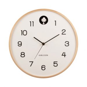 Karlsson Wall Clock Natural Cuckoo Birch Wood White D. 31,5 cm