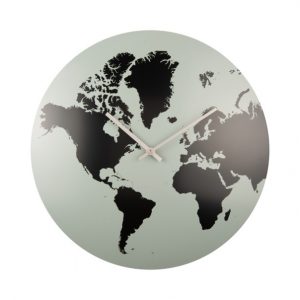 Karlsson Wall Clock World Map Metal Grayed Jade D. 39 cm
