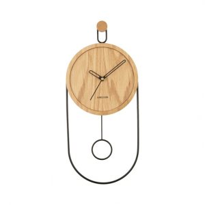 Karlsson Wall Clock Swing Pendulum Light Wood Veneer D. 20 cm