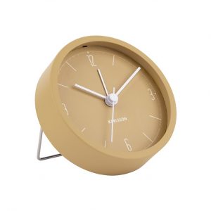 Karlsson Alarm Clock Numbers & Lines Iron Matt Ochre Yellow D.9cm, H.3cm