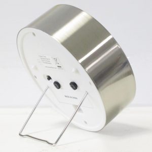 Karlsson Alarm Clock Normann Brushed Steel White D. 10cm