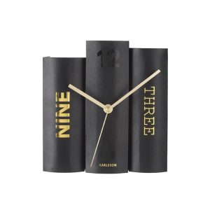 Karlsson Table Clock Book Black Paper 20 x 19,5 x 15 cm